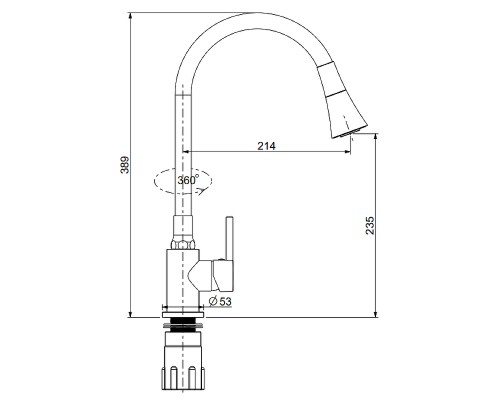 Смеситель для кухни Splenka S201.4306.09 Графит матовый Черный