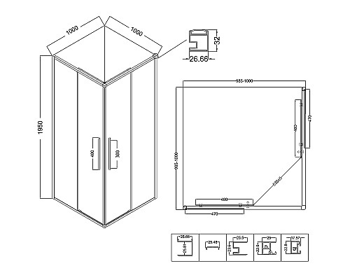 Душевой уголок Niagara Nova 100х100 NG-3624-34 профиль Хром стекло шиншилла