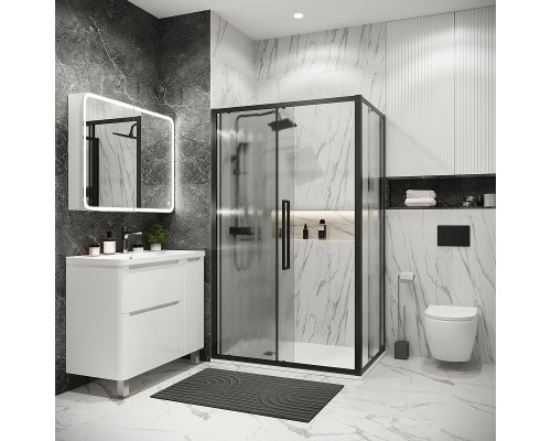 Душевой уголок Grossman Cosmo 130х80 120.K33.02.1380.21.02 профиль Черный матовый стекло шиншилла