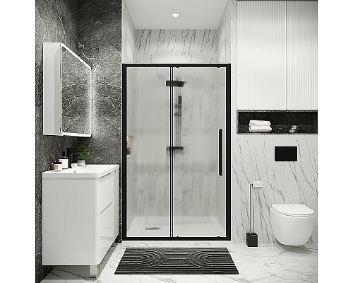 Душевая дверь Grossman Cosmo 100 100.K33.02.100.21.02 профиль Черный матовый стекло шиншилла