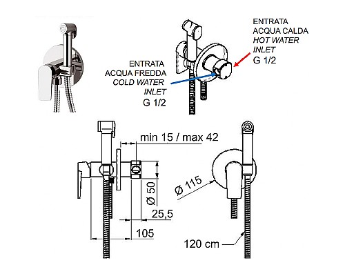 Гигиенический душ со смесителем Remer Dream D65W Хром