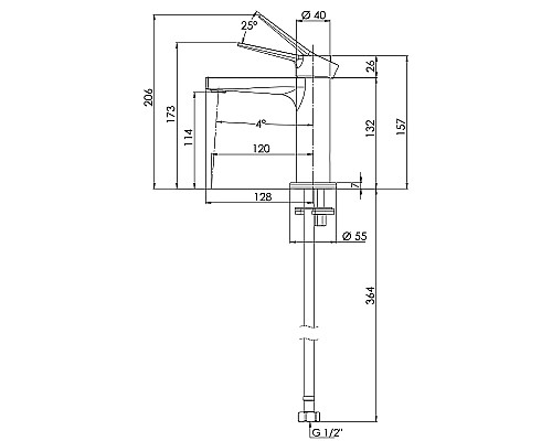 Смеситель для раковины Remer Slash SL12NO Черный матовый