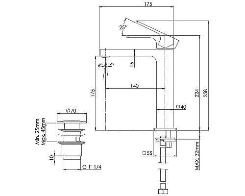 Смеситель для раковины Remer Absolute AU10ACC Хром