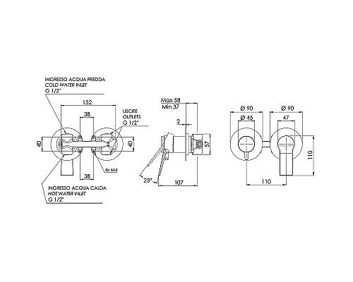Смеситель для душа Remer Slash SL92ZPNO Черный матовый