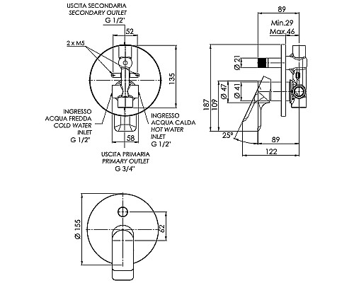 Смеситель для душа Remer Infinity I09HNO Черный матовый