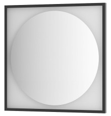 Зеркало Defesto Eclipce 80х80 с подсветкой 18W-3000К/в багетной раме/Без выключателя/Теплый белый свет/Черная рама
