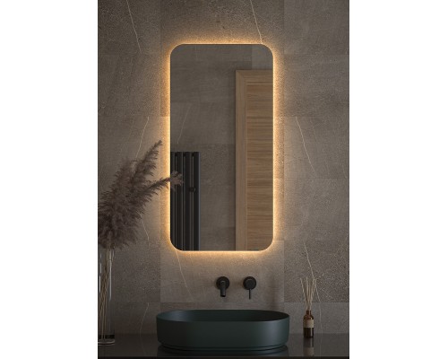 Зеркало Defesto Opti 50x100 с подсветкой 28W-3000К/Без выключателя/Теплый белый свет