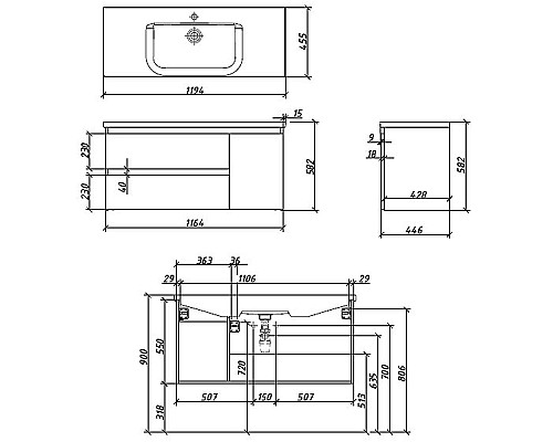 Тумба под раковину Caprigo Forte 120 36117R-SF027 подвесная Белая матовая