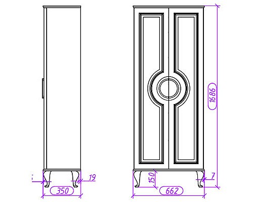 Шкаф пенал Caprigo Valletta 66 35351-SF027 Белый матовый