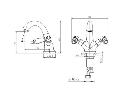 Смеситель для раковины Caprigo Adria-Classic Black Edition 03B-520-crm Хром