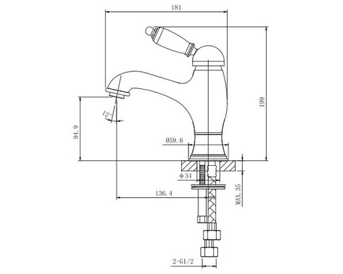 Смеситель для раковины Caprigo Adria-Uno Black Edition 02B-520-vot Бронза