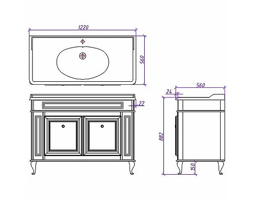 Тумба под раковину Caprigo Fresco 120 10616SN-В016 Белая матовая