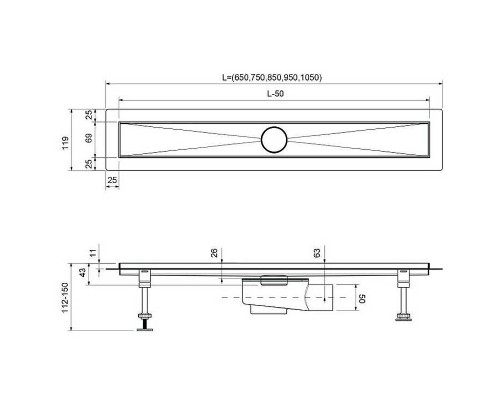 Душевой лоток Timo Drain System 70 DS230207/00 с решеткой Хром / под плитку