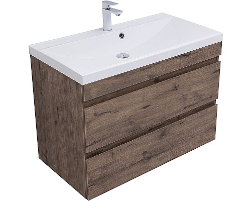 Тумба под раковину Aquanet Нота New 90 334193 подвесная Дуб веллингтон табак