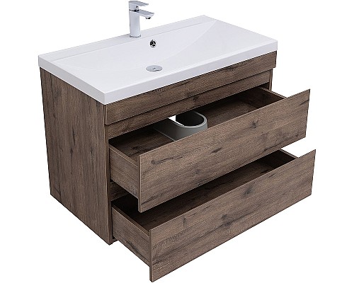 Тумба под раковину Aquanet Нота New 90 334193 подвесная Дуб веллингтон табак