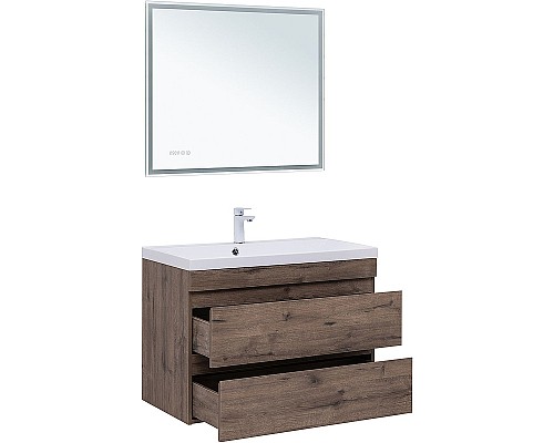 Тумба под раковину Aquanet Нота New 90 334193 подвесная Дуб веллингтон табак