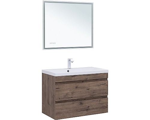 Тумба под раковину Aquanet Нота New 90 334193 подвесная Дуб веллингтон табак