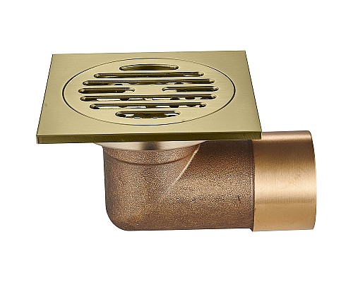 Душевой трап Raglo 100x100 R605.10.03 с решеткой Золото матовое