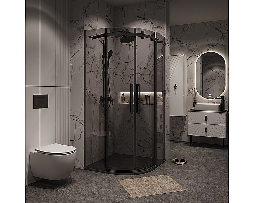 Душевой уголок Grossman Classic 100х100 301.K33.04.1010.21.10 профиль Черный матовый стекло тонированное