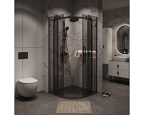 Душевой уголок Grossman Classic 100х100 301.K33.04.1010.21.10 профиль Черный матовый стекло тонированное