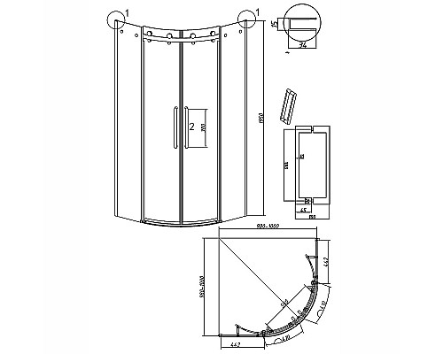 Душевой уголок Grossman Classic 100х100 301.K33.04.1010.21.10 профиль Черный матовый стекло тонированное