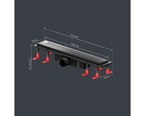 Душевой лоток AM.PM PrimeFlow 50 W02SC-P11-050-01BM с Черной матовой решеткой Cut Gradient