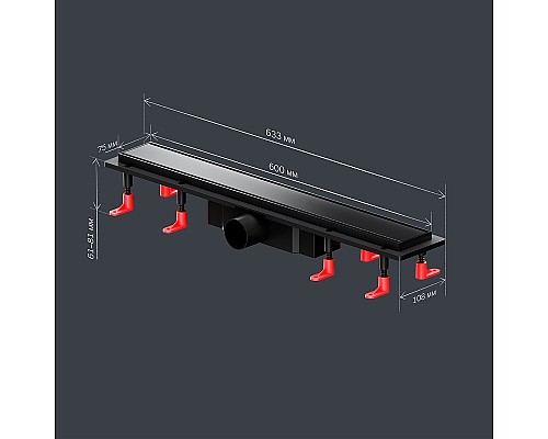 Душевой лоток AM.PM PrimeFlow 60 W02SC-U11-060-04BM с Черной матовой решеткой / под плитку Tile