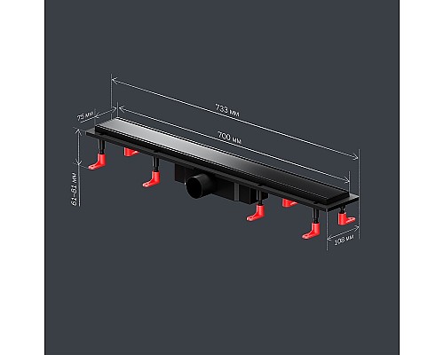Душевой лоток AM.PM PrimeFlow 70 W02SC-U11-070-04BM с Черной матовой решеткой / под плитку Tile