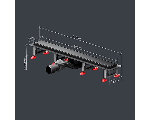 Душевой лоток AM.PM MasterFlow 60 W01SC-U11-060-04BM с Черной матовой решеткой / под плитку Tile