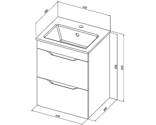 Тумба под раковину Aquanet Практика 50 330455 подвесная Белая матовая