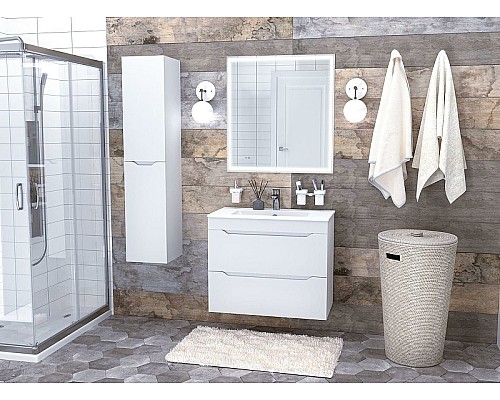 Тумба под раковину Aquanet Практика 80 330459 подвесная Белая матовая