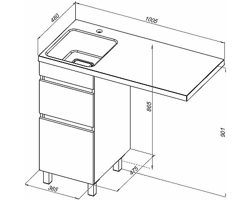 Тумба под раковину Aquanet Вега 100 329122 Белый глянец