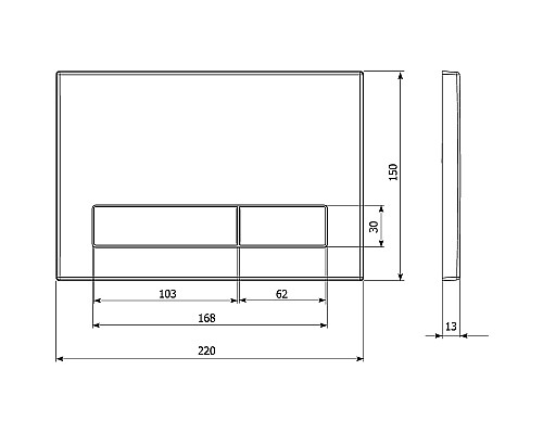 Клавиша смыва KK POL M16 350/PPG/050-00-00 Хром