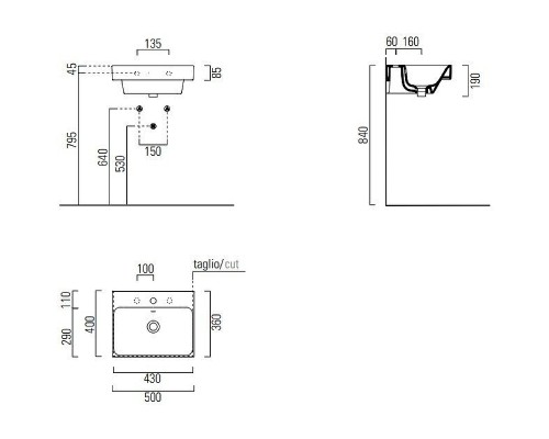 Раковина GSI Nubes 50 9682111 Белая
