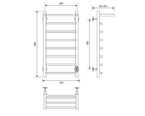 Электрический полотенцесушитель Comfysan Scola EC-8 80x40 с полкой Хром