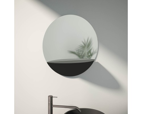 Зеркало Evoform Shadow d60 BY 0561 с металлической полочкой - Черный цвет