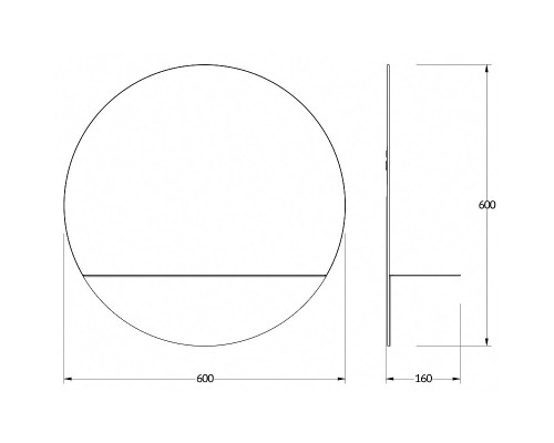 Зеркало Evoform Shadow d60 BY 0561 с металлической полочкой - Черный цвет