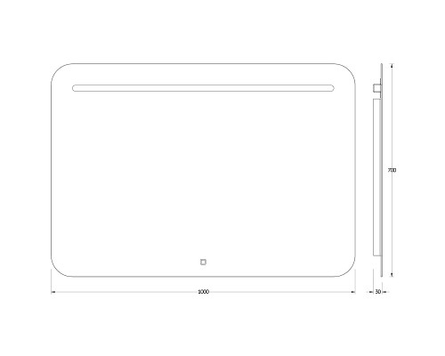 Зеркало Evoform Ledline 70x100 с подсветкой 8.5 W - сенсорный выключатель