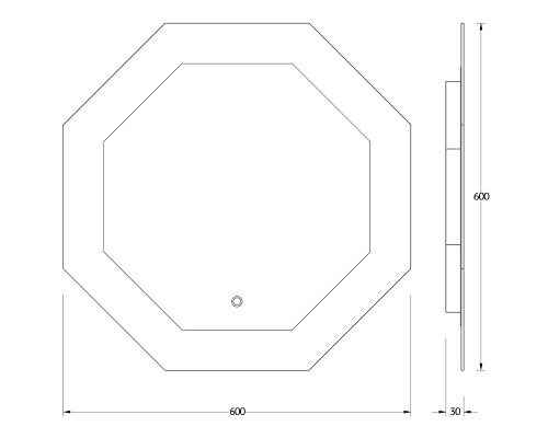 Зеркало Evoform Ledshine 60x60 с подсветкой 19 W - сенсорный выключатель - нейтральный белый свет