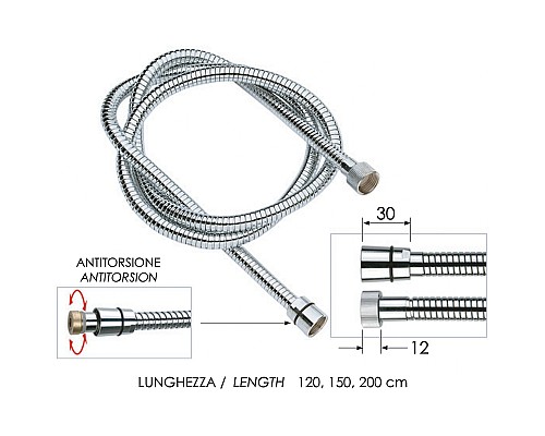 Душевой шланг Remer 333CNDGAT200 Хром