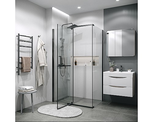 Душевая стенка Grossman Pragma 90 200.K33.03.90.42.00 профиль Графит сатин стекло прозрачное