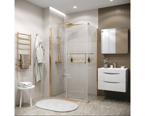 Душевой уголок Grossman Pragma 120х80 120.K33.03.1280.32.00 профиль Золото сатин стекло прозрачное