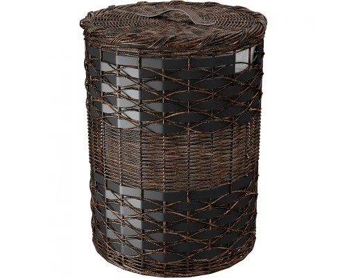 Корзина для белья WasserKRAFT Bever с крышкой Темно-коричневая
