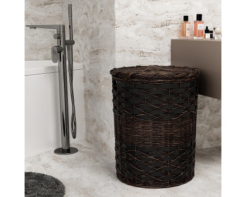 Корзина для белья WasserKRAFT Bever с крышкой Темно-коричневая
