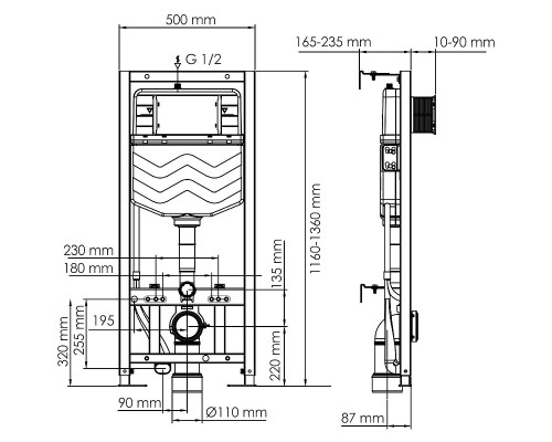 Инсталляция WasserKRAFT Aller 10TLT.010.ME.WH02 для унитаза с Белой клавишей смыва