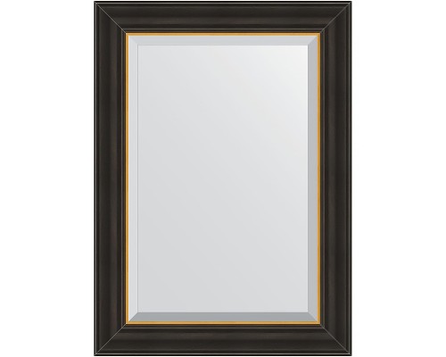 Зеркало Evoform Exclusive 74х54 BY 3923 с фацетом в багетной раме - Черное дерево с золотом 71 мм