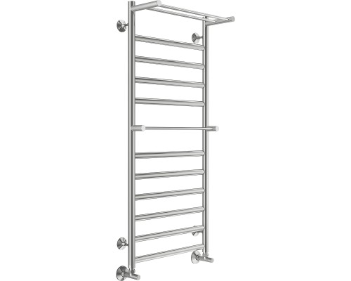 Водяной полотенцесушитель Terminus Хендрикс П12 500х1200 4670078529831 с полкой Хром, нижнее подключение, G 1/2" ВР, с угловым соединением