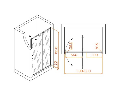 Душевая дверь RGW Leipzig LE-103 120 711210312-11 профиль Хром стекло прозрачное