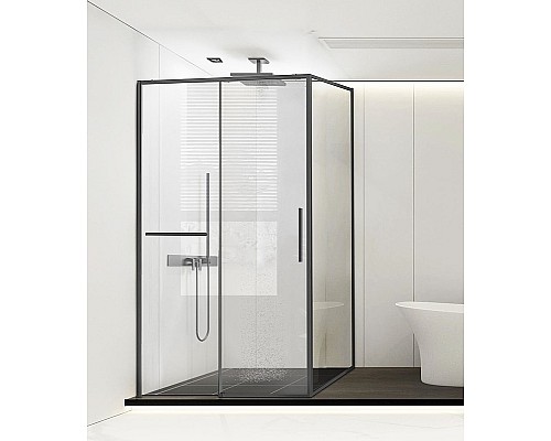 Душевой уголок Vincea Slim Soft 130x90 VSR-1SS9013CLGM профиль Вороненая сталь стекло прозрачное