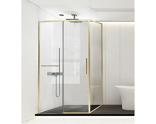 Душевой уголок Vincea Slim Soft 150x90 VSR-1SS9015CLG профиль Брашированное золото стекло прозрачное